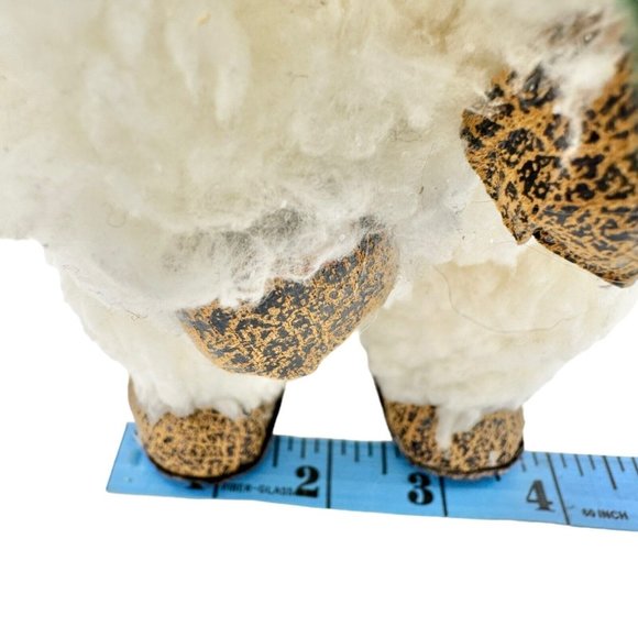 Winter Bear Stands Up Figurine Off-White Fleece with Green Velvet Scarf and Hat - Picture 13 of 13